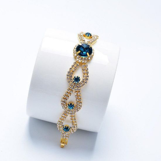 Poza cu Bratara Fiora picatura Aurie, cristal albastru