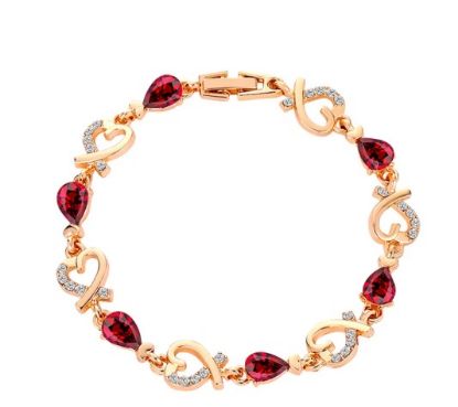 Poza cu Bratara inimi picatura Aurie, cristal